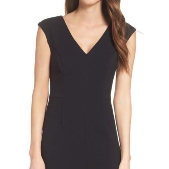 Eliza J Black Sheath Crepe Midi Dress - Picture 3 of 10